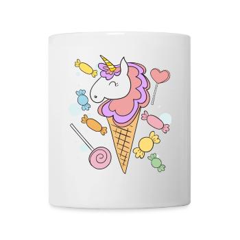 Licorne, glace et bonbons - Mug blanc - blanc - Devant