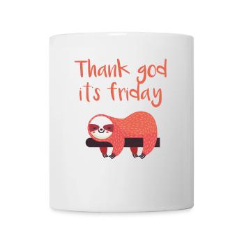 Dieu merci, son vendredi - T-shirt du week-end paresseux - Mug blanc - blanc - Devant
