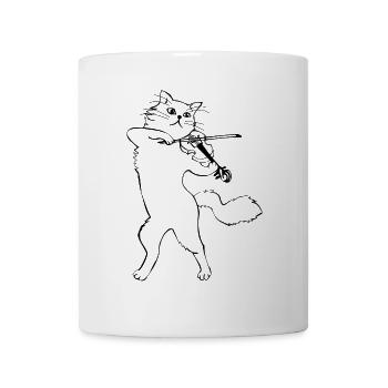 Cat with violin - Mug - white - Front