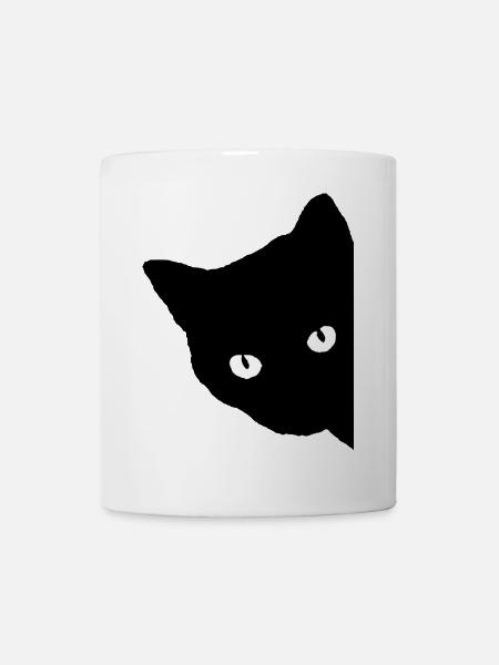schwarze Katze Geschenk Tierliebe - Tasse - Weiß