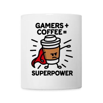 Gamers + coffee = superpower - superhero - hero - Mug - white - Front