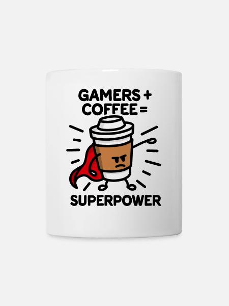 Gamers + café = superpuissance - super héros - héros - Mug blanc - blanc
