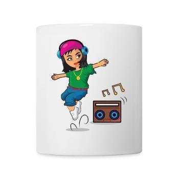Hip Hop Girl Dances With Ghetto Blaster Breakdance - Mug - white - Front