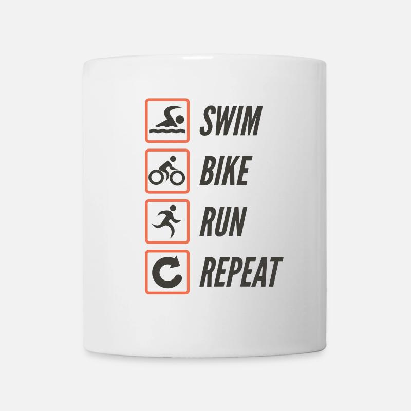 Swim Bike Run Répéter - Mug blanc - blanc