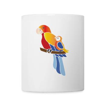 Parrots family mother and child on a branch - Mug - white - Front