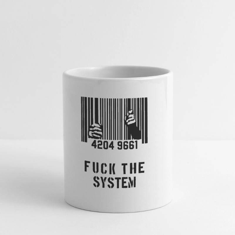 BAISER LE SYSTÈME Prison de code à barres Mug blanc