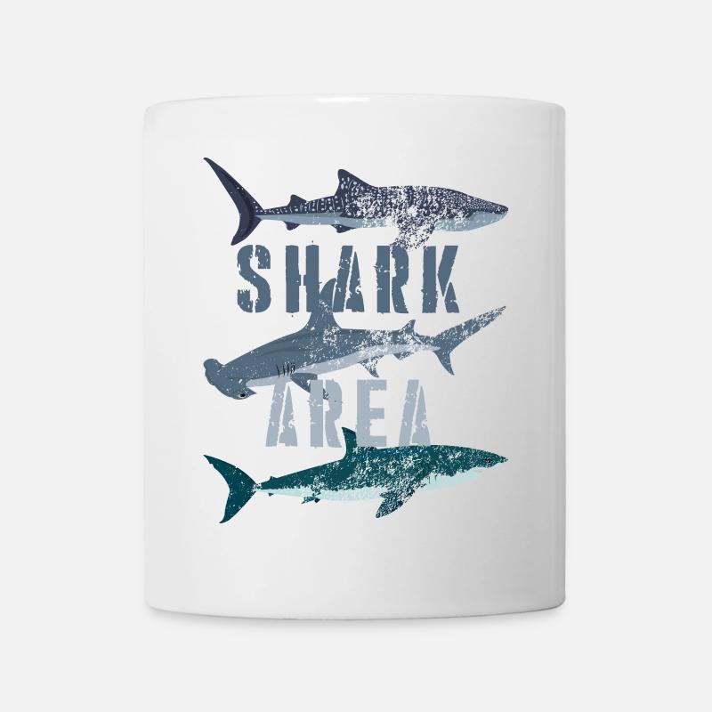Zone de requin - requin baleine, requin marteau, grand requin blanc - Mug blanc - blanc