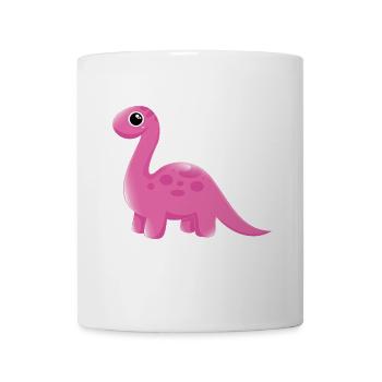 Pinkes Dino Cartoon Kuscheldino - Tasse - Weiß - Vorne