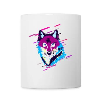 Wolf Animal Années 80 Rétro Violet - Mug blanc - blanc - Devant
