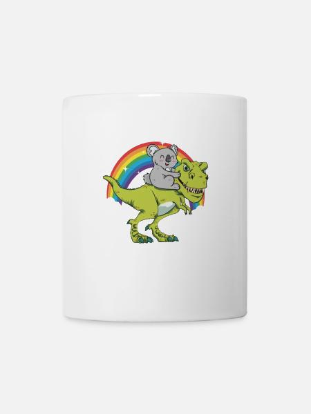 Koala Ours Reitet T-Rex Dinausaurier cadeau - Mug blanc - blanc