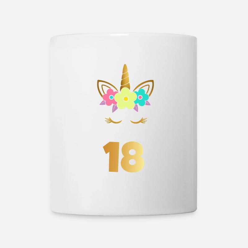 18 Jahre Geburtstag rund Einhorn Geschenk - Tasse - Weiß