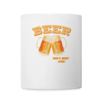 Lustiges Bier Geschenk Bier Mann Herz Leber - Tasse - Weiß - Vorne
