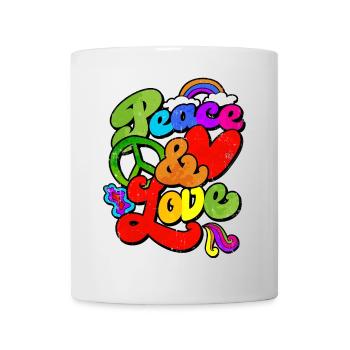 Peace and Love Hippie 60s 70s gift - Mug - white - Front