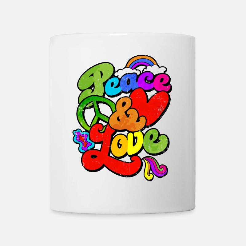 Peace and Love Hippie 60s 70s gift - Mug - white