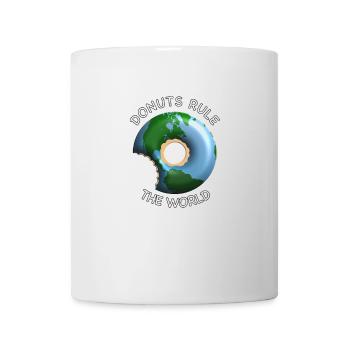 Les beignets dominent le monde, beignet: un design amusant - Mug blanc - blanc - Devant