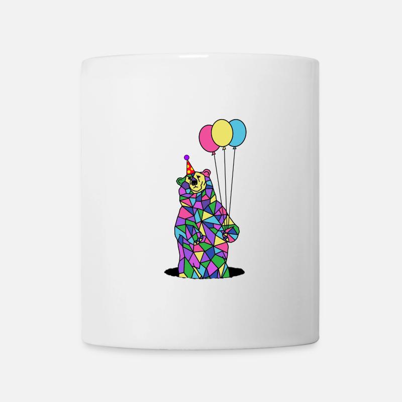 Fête d'anniversaire ours avec des ballons - Mug blanc - blanc