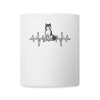 Cadeau ECG de battement de coeur de chien Husky - Mug blanc - blanc - Devant