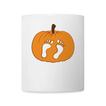Halloween T-Shirt für Schwangere - Kürbis - Baby - Tasse - Weiß - Vorne