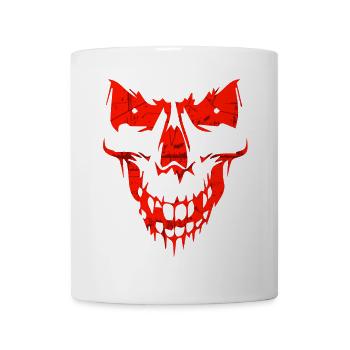 Roter Totenkopf Grunge Stil - Tasse - Weiß - Vorne