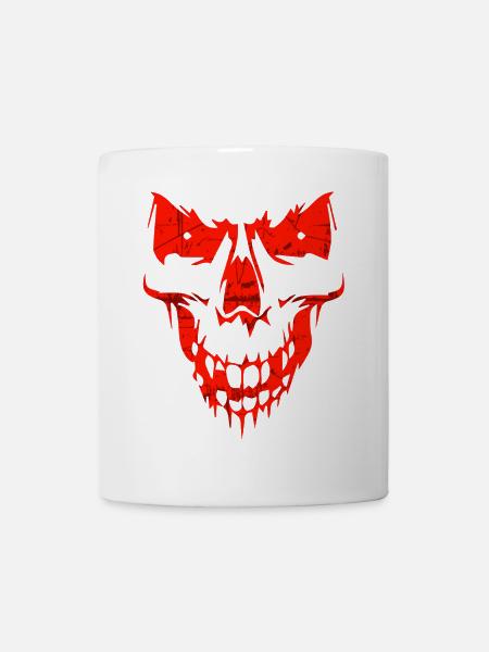 Roter Totenkopf Grunge Stil - Tasse - Weiß
