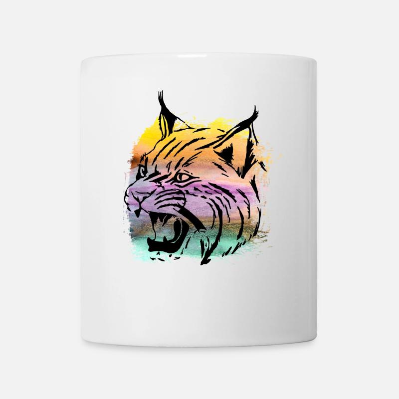 Raubkatze Luchs Rotluchs getigert T Shirt - Tasse - Weiß