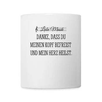 Musik Herz Notenschlüssel Melodie Lieder Geschenk - Tasse - Weiß - Vorne