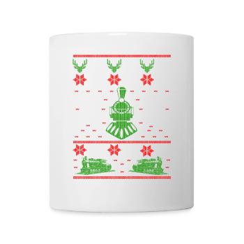Cadeau de train de chemin de fer · Noël laid - Mug blanc - blanc - Devant
