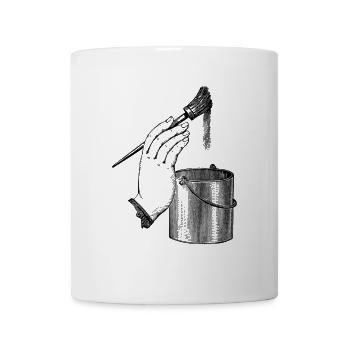 Hand mit Farbeimer - Tasse - Weiß - Vorne