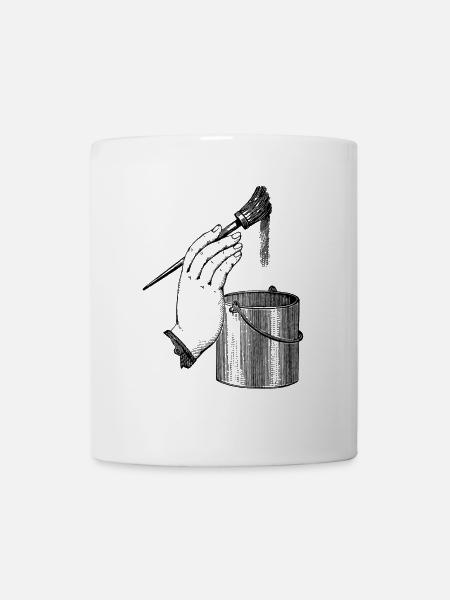 Hand mit Farbeimer - Tasse - Weiß