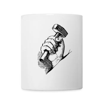 Main avec marteau - Mug blanc - blanc - Devant