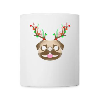 Fun rentier mobylette Pug Noël 2018 cadeau - Mug blanc - blanc - Devant