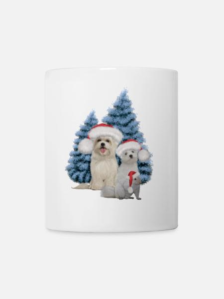 Weihnachtsnetter Hund mit Eichhörnchen - Tasse - Weiß