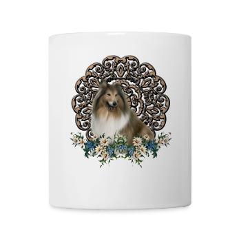 Collie mignon avec des fleurs - Mug blanc - blanc - Devant