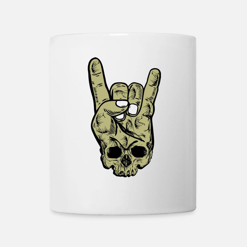 Crâne en métal lourd avec cadeau de cornes de diable - Mug blanc - blanc