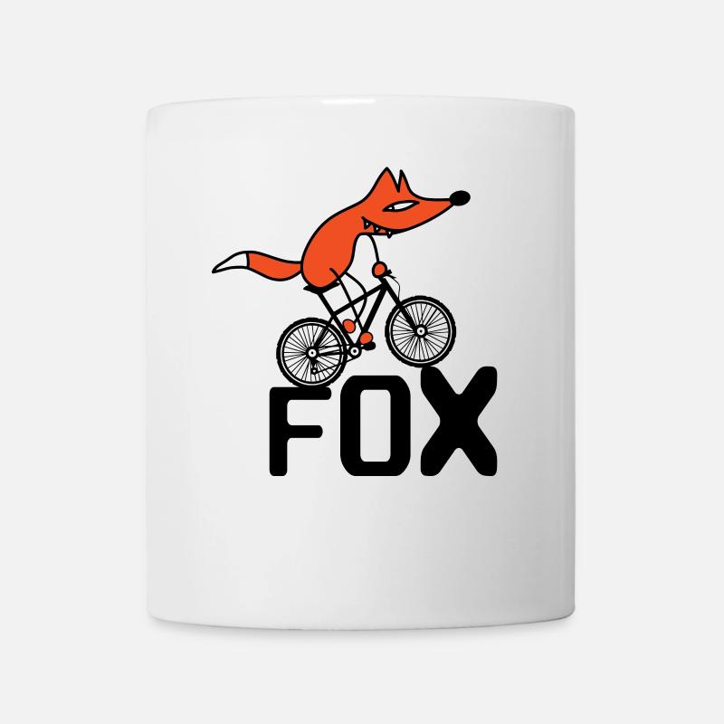 Un renard intelligent fait du vélo pour les cyclistes - Mug blanc - blanc