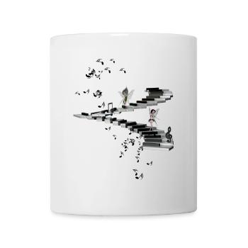 Musik, niedliche Feen, die auf einem Klavier tanzen - Tasse - Weiß - Vorne