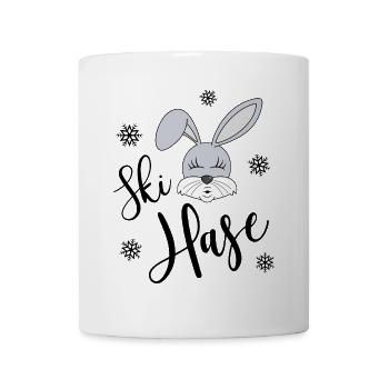 Skihase Ski Hase Winter Schnee Skifahren Skiurlaub - Tasse - Weiß - Vorne