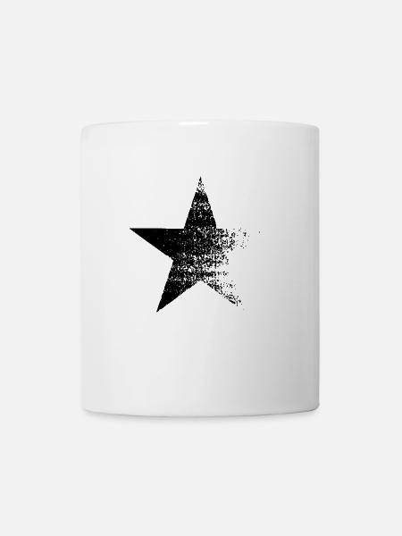 Black star in used look design Music TV star - Mug - white