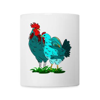Bunte Hahnen- und Huhn-Kombination - Tasse - Weiß - Vorne