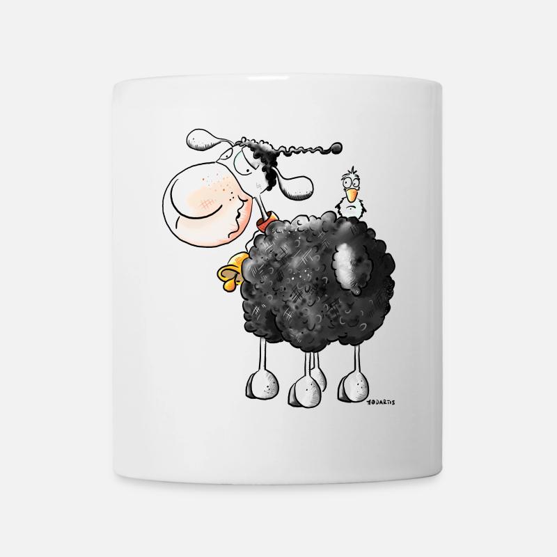 Drôle Bouclé Mouton - Caricature - Mountons - Mug blanc - blanc