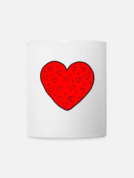 Großes Herz Design mit kleinen Herzen Top Geschenk - Tasse - Weiß
