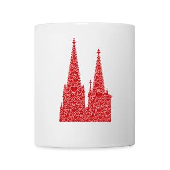 Cathédrale de Cologne Coeurs Kölle Amour Coeur Carnaval Cologne - Mug blanc - blanc - Devant