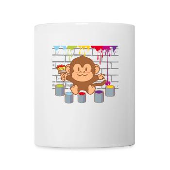 Little Monkey Painting Artist Colorful Kids Baby - Mug - white - Front