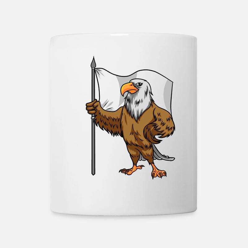 Stolzer Adler mit Friedens Fahne Weißkopfseeadler - Tasse - Weiß