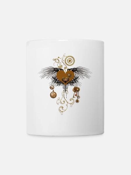 Atemberaubendes Steampunk-Herz mit Flügeln. - Tasse - Weiß