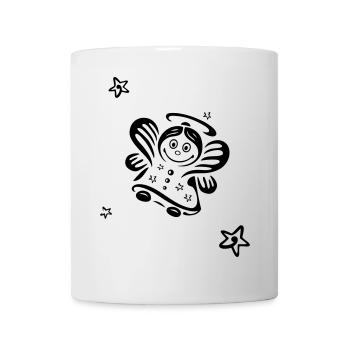 Frohe Weihnachten, Engel mit Sternen, süß. - Tasse - Weiß - Vorne
