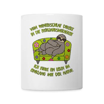 Sloth hibernating spring fatigue saying - Mug - white - Front