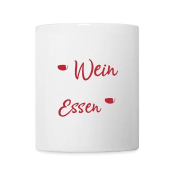 Ich koche gerne mit Wein. Manchmal kommt er sogar - Tasse - Weiß - Vorne