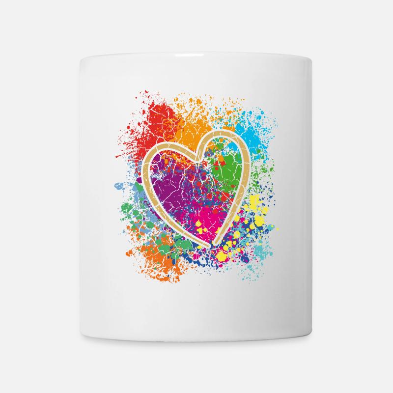 Colorful Heart Art Design Graffiti Look - Mug - white