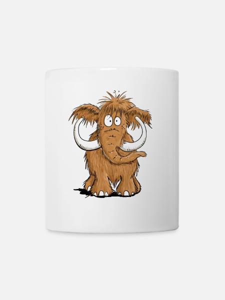 Felliges Mammut I Comic Tiere I Elefant Geschenk - Tasse - Weiß